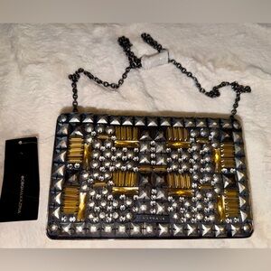 BCBGMaxAzria Silver and Gold Crossbody Clutch Purse